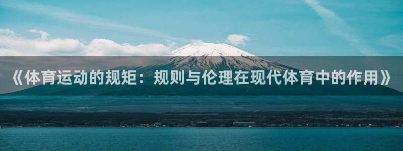 必一运动：《体育运动的规矩：规则与伦理在现代体育中的作用》